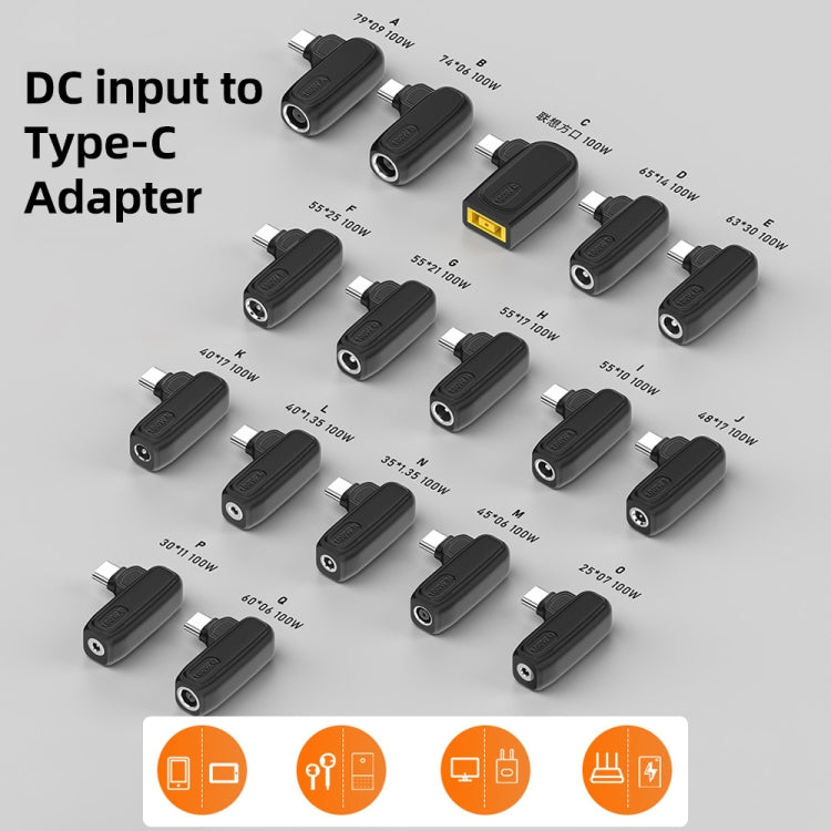 Adapter sạc 100W N 3.5X1.35mm cái sang USB-C/Type-C đực, 3.5X1.35mm