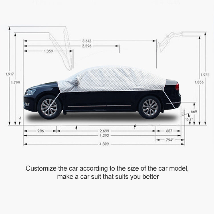 Car Half-cover Car Clothing Sunscreen Heat Insulation Sun Nisor, Aluminum Foil, Aluminum Foil 3.6x1.6x1.5m