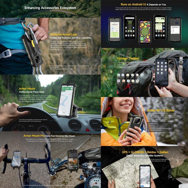 Ulefone Armor 22, điện thoại bền bỉ IP68/IP69K, màn hình 6.58 inch Android 15 MediaTek Helio G96 Octa Core, Mạng: 4G, NFC, OTG, 8GB+128GB, 8GB+256GB