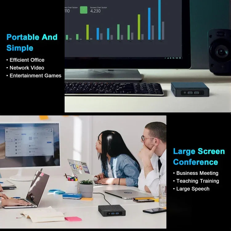 Máy tính mini GXMO N42 Windows 11 Intel Gemini Lake N4020C NVME SSD WiFi, máy tính để bàn mini, 4GB+64GB, 4GB+64GB+256GB