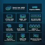 Máy tính mini GXMO N42 Windows 11 Intel Gemini Lake N4020C NVME SSD WiFi, máy tính để bàn mini, 4GB+64GB, 4GB+64GB+256GB