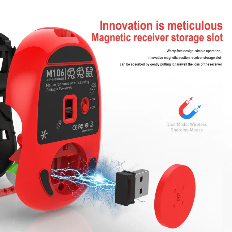 Chuột không dây đơn chế độ HXSJ M106 2.4GHZ 1600dpi sạc USB