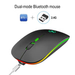 Chuột không dây phát sáng hai chế độ HXSJ T18 2.4GHZ 1600dpi USB + Bluetooth 5.1 có thể sạc lại