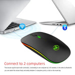 Chuột không dây phát sáng hai chế độ HXSJ T18 2.4GHZ 1600dpi USB + Bluetooth 5.1 có thể sạc lại