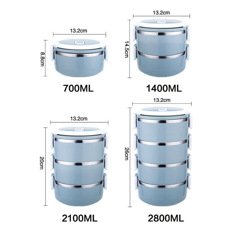 Hộp đựng cơm giữ nhiệt bằng thép không gỉ, hộp bento đựng thức ăn, 1 lớp 0.7L, 2 lớp 1.4L, 3 lớp 2.1L, 4 lớp 2.8L