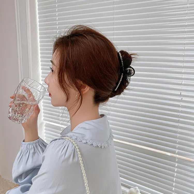 Kẹp tóc kiểu Pháp, lưới, nơ ren đính đá pha lê
