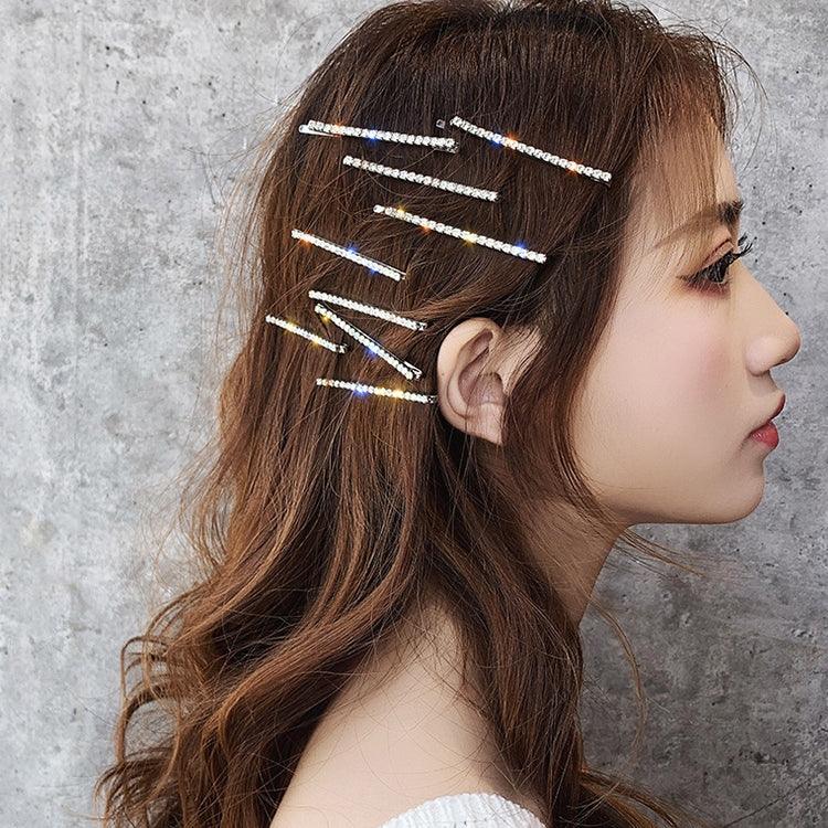 Kẹp tóc đa năng đính đá pha lê lấp lánh theo xu hướng người nổi tiếng, 4 chiếc/bộ
