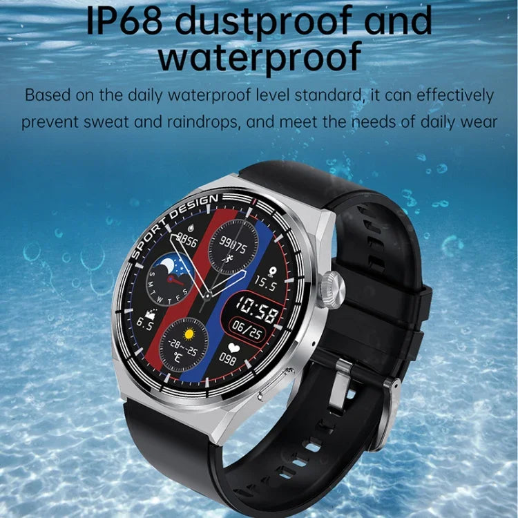 Đồng hồ thông minh HDT MAX mặt số đen 1.60 inch dây silicone chống nước IP68 hỗ trợ gọi Bluetooth, dây silicone mặt số đen