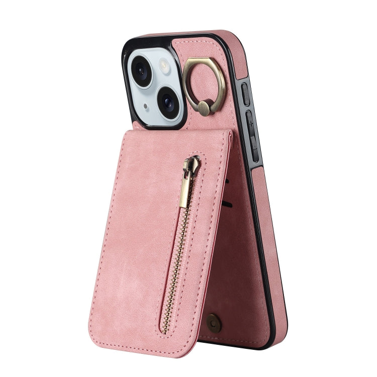 Retro Ring and Zipper RFID Card Slot Phone Case, For iPhone 16 Pro, For iPhone 16 Plus, For iPhone 16, For iPhone 15 Pro Max, For iPhone 15 Pro, For iPhone 15 Plus