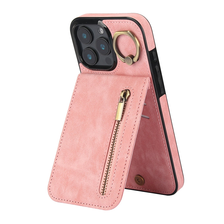 Retro Ring and Zipper RFID Card Slot Phone Case, For iPhone 16 Pro, For iPhone 16 Plus, For iPhone 16, For iPhone 15 Pro Max, For iPhone 15 Pro, For iPhone 15 Plus