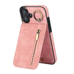 Retro Ring and Zipper RFID Card Slot Phone Case, For iPhone 16 Pro, For iPhone 16 Plus, For iPhone 16, For iPhone 15 Pro Max, For iPhone 15 Pro, For iPhone 15 Plus