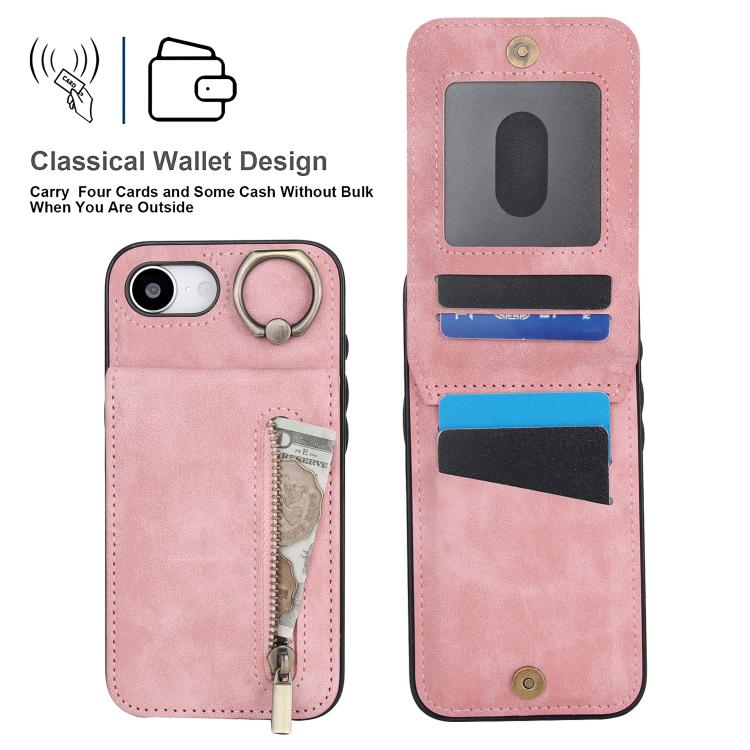 Ốp lưng điện thoại khe đựng thẻ RFID kiểu cổ điển có vòng và khóa kéo, dành cho iPhone 17e / 16e, dành cho iPhone 17 Pro Max, dành cho iPhone 17 Pro, dành cho iPhone 17, dành cho iPhone Air, dành cho iPhone 16 Pro Max