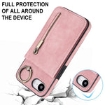 Ốp lưng điện thoại khe đựng thẻ RFID kiểu cổ điển có vòng và khóa kéo, dành cho iPhone 17e / 16e, dành cho iPhone 17 Pro Max, dành cho iPhone 17 Pro, dành cho iPhone 17, dành cho iPhone Air, dành cho iPhone 16 Pro Max