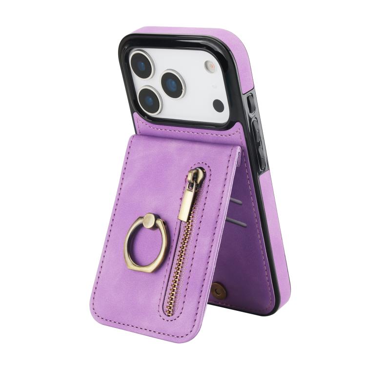 Ốp lưng điện thoại khe đựng thẻ RFID kiểu cổ điển có vòng và khóa kéo, dành cho iPhone 17e / 16e, dành cho iPhone 17 Pro Max, dành cho iPhone 17 Pro, dành cho iPhone 17, dành cho iPhone Air, dành cho iPhone 16 Pro Max