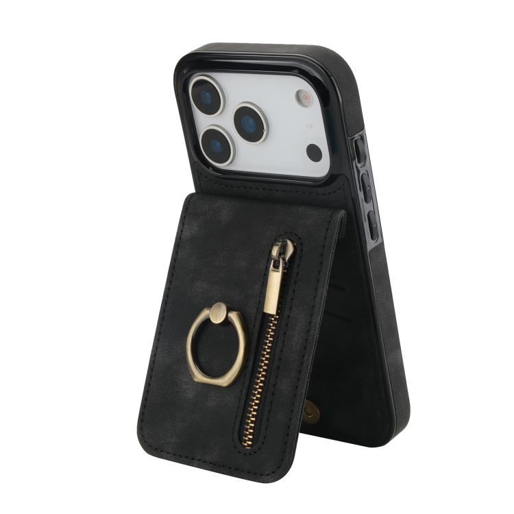 Ốp lưng điện thoại khe đựng thẻ RFID kiểu cổ điển có vòng và khóa kéo, dành cho iPhone 17e / 16e, dành cho iPhone 17 Pro Max, dành cho iPhone 17 Pro, dành cho iPhone 17, dành cho iPhone Air, dành cho iPhone 16 Pro Max