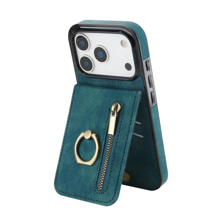 Ốp lưng điện thoại khe đựng thẻ RFID kiểu cổ điển có vòng và khóa kéo, dành cho iPhone 17e / 16e, dành cho iPhone 17 Pro Max, dành cho iPhone 17 Pro, dành cho iPhone 17, dành cho iPhone Air, dành cho iPhone 16 Pro Max