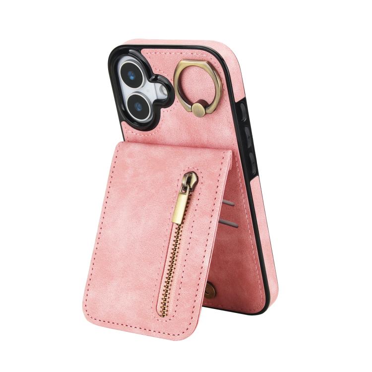 Ốp lưng điện thoại khe đựng thẻ RFID kiểu cổ điển có vòng và khóa kéo, dành cho iPhone 17e / 16e, dành cho iPhone 17 Pro Max, dành cho iPhone 17 Pro, dành cho iPhone 17, dành cho iPhone Air, dành cho iPhone 16 Pro Max