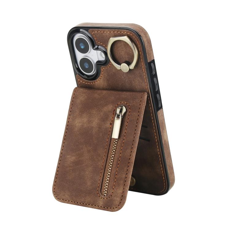 Ốp lưng điện thoại khe đựng thẻ RFID kiểu cổ điển có vòng và khóa kéo, dành cho iPhone 17e / 16e, dành cho iPhone 17 Pro Max, dành cho iPhone 17 Pro, dành cho iPhone 17, dành cho iPhone Air, dành cho iPhone 16 Pro Max