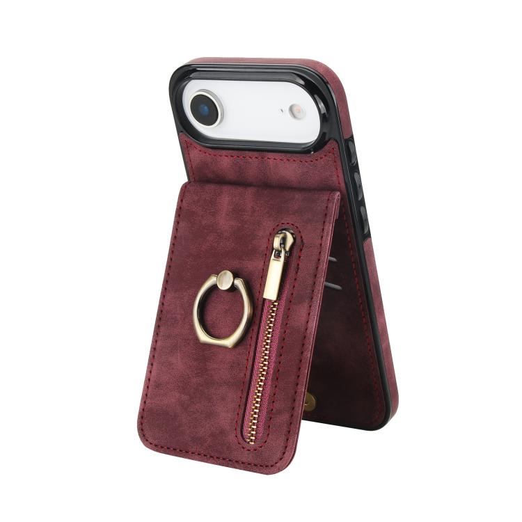 Ốp lưng điện thoại khe đựng thẻ RFID kiểu cổ điển có vòng và khóa kéo, dành cho iPhone 17e / 16e, dành cho iPhone 17 Pro Max, dành cho iPhone 17 Pro, dành cho iPhone 17, dành cho iPhone Air, dành cho iPhone 16 Pro Max