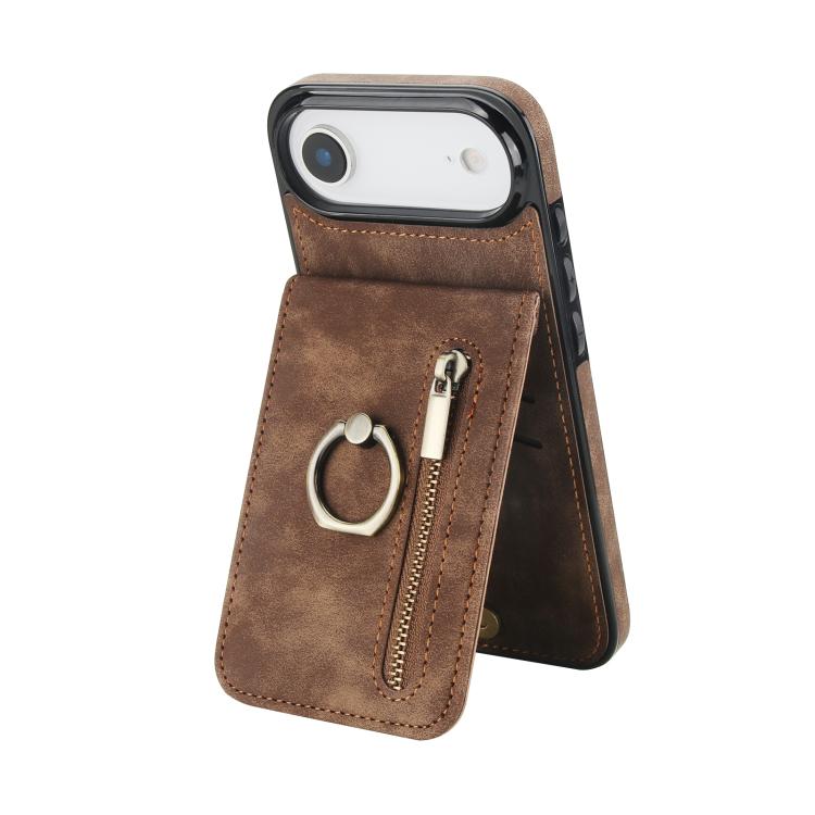 Ốp lưng điện thoại khe đựng thẻ RFID kiểu cổ điển có vòng và khóa kéo, dành cho iPhone 17e / 16e, dành cho iPhone 17 Pro Max, dành cho iPhone 17 Pro, dành cho iPhone 17, dành cho iPhone Air, dành cho iPhone 16 Pro Max