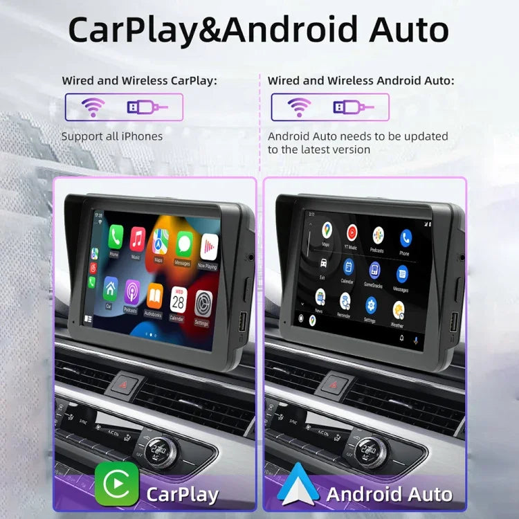 B5570 Máy nghe nhạc MP5 kiểu che nắng ô tô 7 inch CarPlay không dây, hỗ trợ kết nối điện thoại di động, B5570