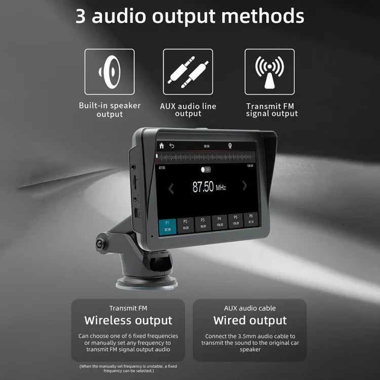 B5570 Máy nghe nhạc MP5 kiểu che nắng ô tô 7 inch CarPlay không dây, hỗ trợ kết nối điện thoại di động, B5570