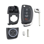4-button Folding Car Key Shell with Metal Edge Solaris ix35 ix4 Santa For Hyundai Sonata 2014-2017 / Tucson 2016-2019 /  Santa Fe 2013-2016, For Hyundai 4-button Solaris ix35 ix4