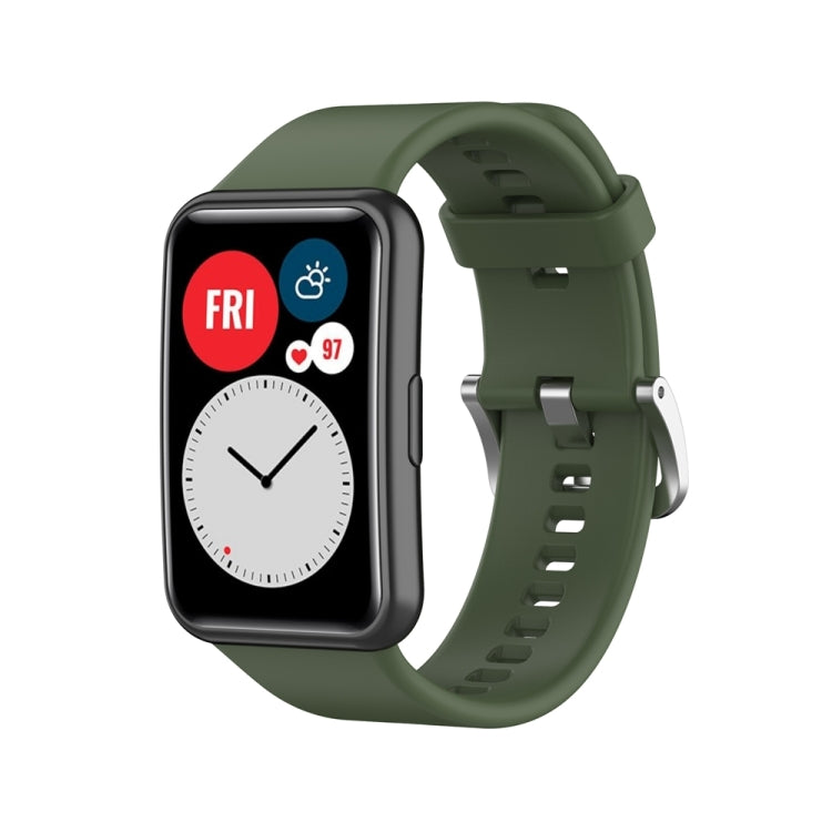 Silicone Silver Steel Buckle Watch Band, For Huawei Watch Fit Special Edition