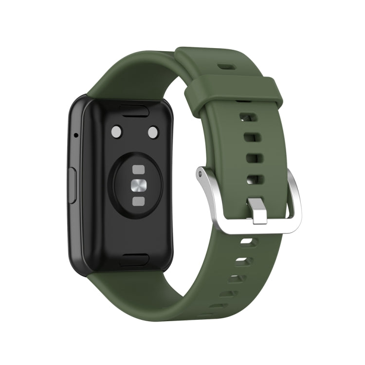 Silicone Silver Steel Buckle Watch Band, For Huawei Watch Fit Special Edition