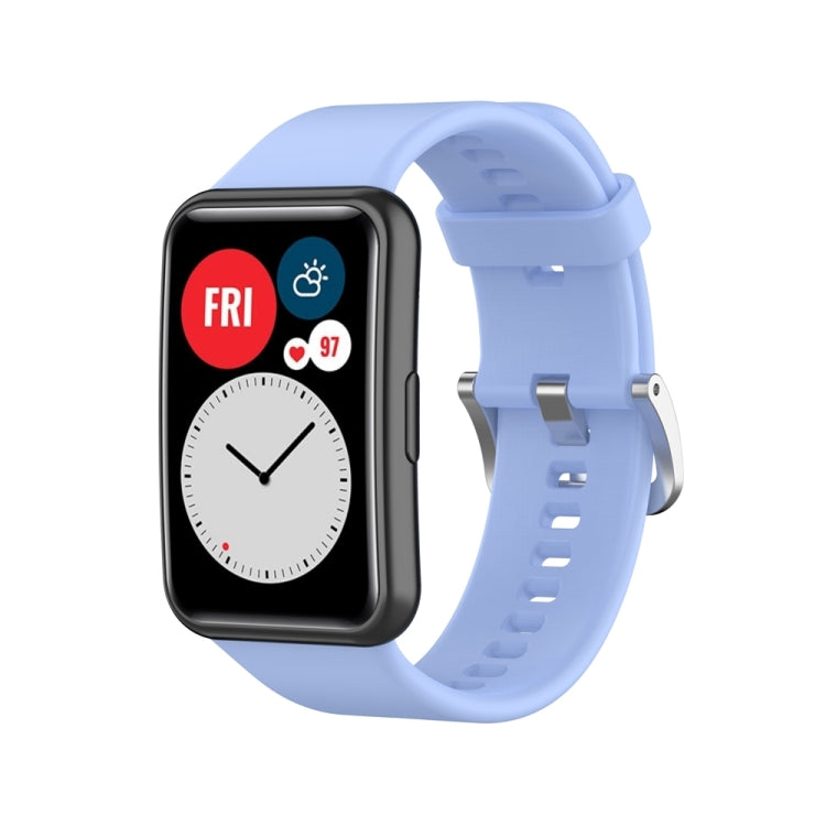 Silicone Silver Steel Buckle Watch Band, For Huawei Watch Fit Special Edition
