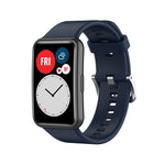 Silicone Silver Steel Buckle Watch Band, For Huawei Watch Fit Special Edition