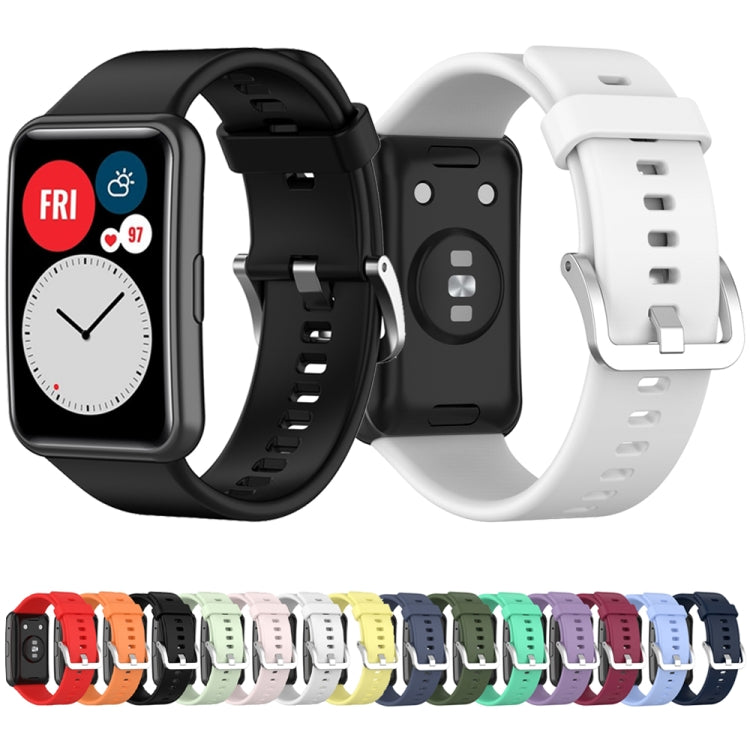 Silicone Silver Steel Buckle Watch Band, For Huawei Watch Fit Special Edition