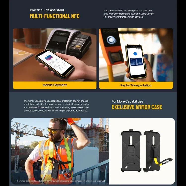 Ulefone Armor X12, điện thoại bền bỉ, mở khóa khuôn mặt, màn hình 5.45 inch Android 13 Go MediaTek Helio A22 Quad Core, Mạng: 4G, NFC, 3GB+32GB