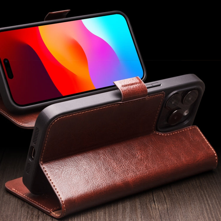 Ốp lưng điện thoại da thật QIALINO Classic 103 khóa cài, dành cho iPhone 17e / 16e, dành cho iPhone 17 Pro Max, dành cho iPhone 17 Pro, dành cho iPhone 17, dành cho iPhone Air, dành cho iPhone 15 Pro Max, dành cho iPhone 15 Plus, dành cho iPhone 15