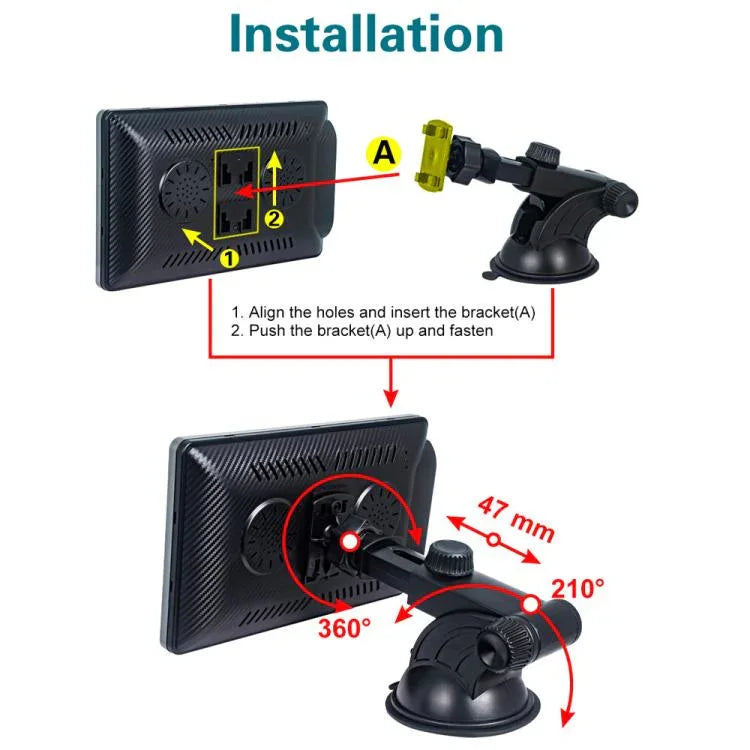 Màn hình thông minh di động IPS 7 inch cho xe hơi chiếu màn hình không dây Carplay Android Auto, kèm camera lùi, kèm camera lùi