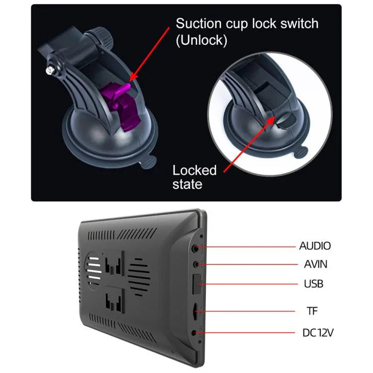 Màn hình thông minh di động IPS 7 inch cho xe hơi chiếu màn hình không dây Carplay Android Auto, kèm camera lùi, kèm camera lùi