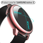 Ốp bảo vệ PC mạ điện với kính cường lực, dành cho Samsung Galaxy Watch Active 2 40mm, dành cho Samsung Galaxy Watch Active 2 44mm