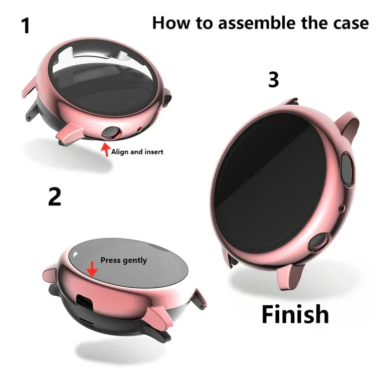 Ốp bảo vệ PC mạ điện với kính cường lực, dành cho Samsung Galaxy Watch Active 2 40mm, dành cho Samsung Galaxy Watch Active 2 44mm
