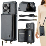 Ốp lưng ví da JEEHOOD C22 có khóa kéo và dây đeo đôi, dành cho iPhone 17 Pro Max, dành cho iPhone 17 Pro, dành cho iPhone Air, dành cho iPhone 16 Pro Max, dành cho iPhone 16 Pro, dành cho iPhone 16 Plus, dành cho iPhone 16, dành cho iPhone 15 Pro Max