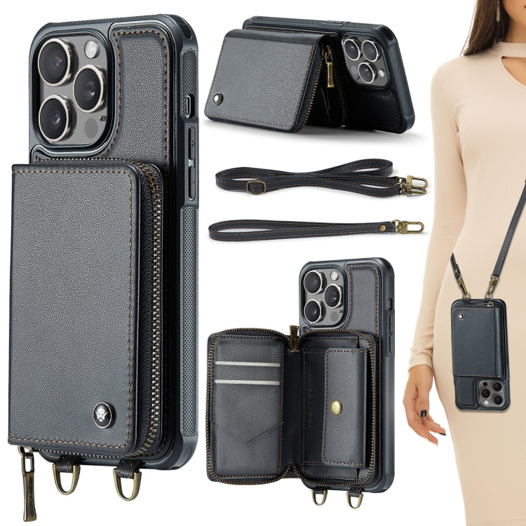 Ốp lưng ví da JEEHOOD C22 có khóa kéo và dây đeo đôi, dành cho iPhone 17 Pro Max, dành cho iPhone 17 Pro, dành cho iPhone Air, dành cho iPhone 16 Pro Max, dành cho iPhone 16 Pro, dành cho iPhone 16 Plus, dành cho iPhone 16, dành cho iPhone 15 Pro Max
