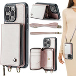Ốp lưng ví da JEEHOOD C22 có khóa kéo và dây đeo đôi, dành cho iPhone 17 Pro Max, dành cho iPhone 17 Pro, dành cho iPhone Air, dành cho iPhone 16 Pro Max, dành cho iPhone 16 Pro, dành cho iPhone 16 Plus, dành cho iPhone 16, dành cho iPhone 15 Pro Max