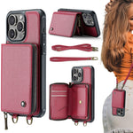 Ốp lưng ví da JEEHOOD C22 có khóa kéo và dây đeo đôi, dành cho iPhone 17 Pro Max, dành cho iPhone 17 Pro, dành cho iPhone Air, dành cho iPhone 16 Pro Max, dành cho iPhone 16 Pro, dành cho iPhone 16 Plus, dành cho iPhone 16, dành cho iPhone 15 Pro Max