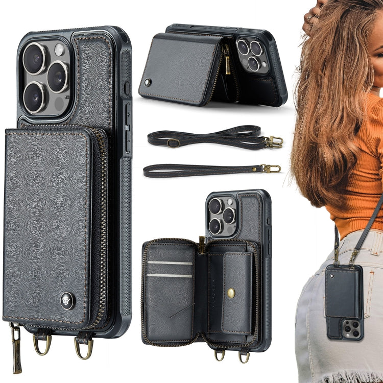 Ốp lưng ví da JEEHOOD C22 có khóa kéo và dây đeo đôi, dành cho iPhone 17 Pro Max, dành cho iPhone 17 Pro, dành cho iPhone Air, dành cho iPhone 16 Pro Max, dành cho iPhone 16 Pro, dành cho iPhone 16 Plus, dành cho iPhone 16, dành cho iPhone 15 Pro Max