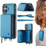Ốp lưng ví da JEEHOOD C22 có khóa kéo và dây đeo đôi, dành cho iPhone 17 Pro Max, dành cho iPhone 17 Pro, dành cho iPhone Air, dành cho iPhone 16 Pro Max, dành cho iPhone 16 Pro, dành cho iPhone 16 Plus, dành cho iPhone 16, dành cho iPhone 15 Pro Max