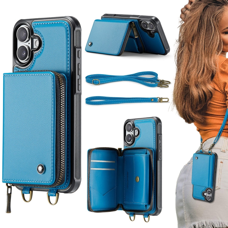Ốp lưng ví da JEEHOOD C22 có khóa kéo và dây đeo đôi, dành cho iPhone 17 Pro Max, dành cho iPhone 17 Pro, dành cho iPhone Air, dành cho iPhone 16 Pro Max, dành cho iPhone 16 Pro, dành cho iPhone 16 Plus, dành cho iPhone 16, dành cho iPhone 15 Pro Max