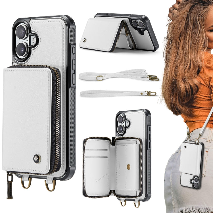 Ốp lưng ví da JEEHOOD C22 có khóa kéo và dây đeo đôi, dành cho iPhone 17 Pro Max, dành cho iPhone 17 Pro, dành cho iPhone Air, dành cho iPhone 16 Pro Max, dành cho iPhone 16 Pro, dành cho iPhone 16 Plus, dành cho iPhone 16, dành cho iPhone 15 Pro Max