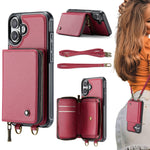 Ốp lưng ví da JEEHOOD C22 có khóa kéo và dây đeo đôi, dành cho iPhone 17 Pro Max, dành cho iPhone 17 Pro, dành cho iPhone Air, dành cho iPhone 16 Pro Max, dành cho iPhone 16 Pro, dành cho iPhone 16 Plus, dành cho iPhone 16, dành cho iPhone 15 Pro Max