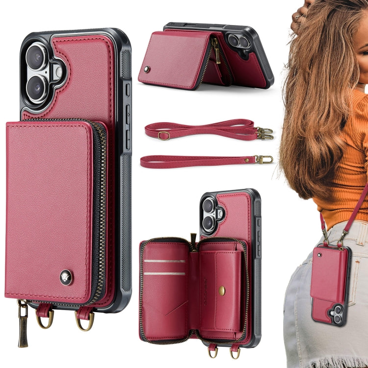 Ốp lưng ví da JEEHOOD C22 có khóa kéo và dây đeo đôi, dành cho iPhone 17 Pro Max, dành cho iPhone 17 Pro, dành cho iPhone Air, dành cho iPhone 16 Pro Max, dành cho iPhone 16 Pro, dành cho iPhone 16 Plus, dành cho iPhone 16, dành cho iPhone 15 Pro Max