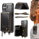 Ốp lưng ví da JEEHOOD C22 có khóa kéo và dây đeo đôi, dành cho iPhone 17 Pro Max, dành cho iPhone 17 Pro, dành cho iPhone Air, dành cho iPhone 16 Pro Max, dành cho iPhone 16 Pro, dành cho iPhone 16 Plus, dành cho iPhone 16, dành cho iPhone 15 Pro Max