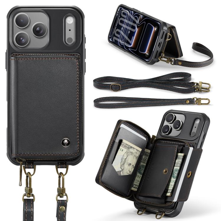 Ốp lưng ví da JEEHOOD C22 có khóa kéo và dây đeo đôi, dành cho iPhone 17 Pro Max, dành cho iPhone 17 Pro, dành cho iPhone Air, dành cho iPhone 16 Pro Max, dành cho iPhone 16 Pro, dành cho iPhone 16 Plus, dành cho iPhone 16, dành cho iPhone 15 Pro Max
